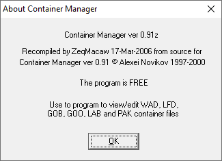 ConMan – Container Manager version 0.91z